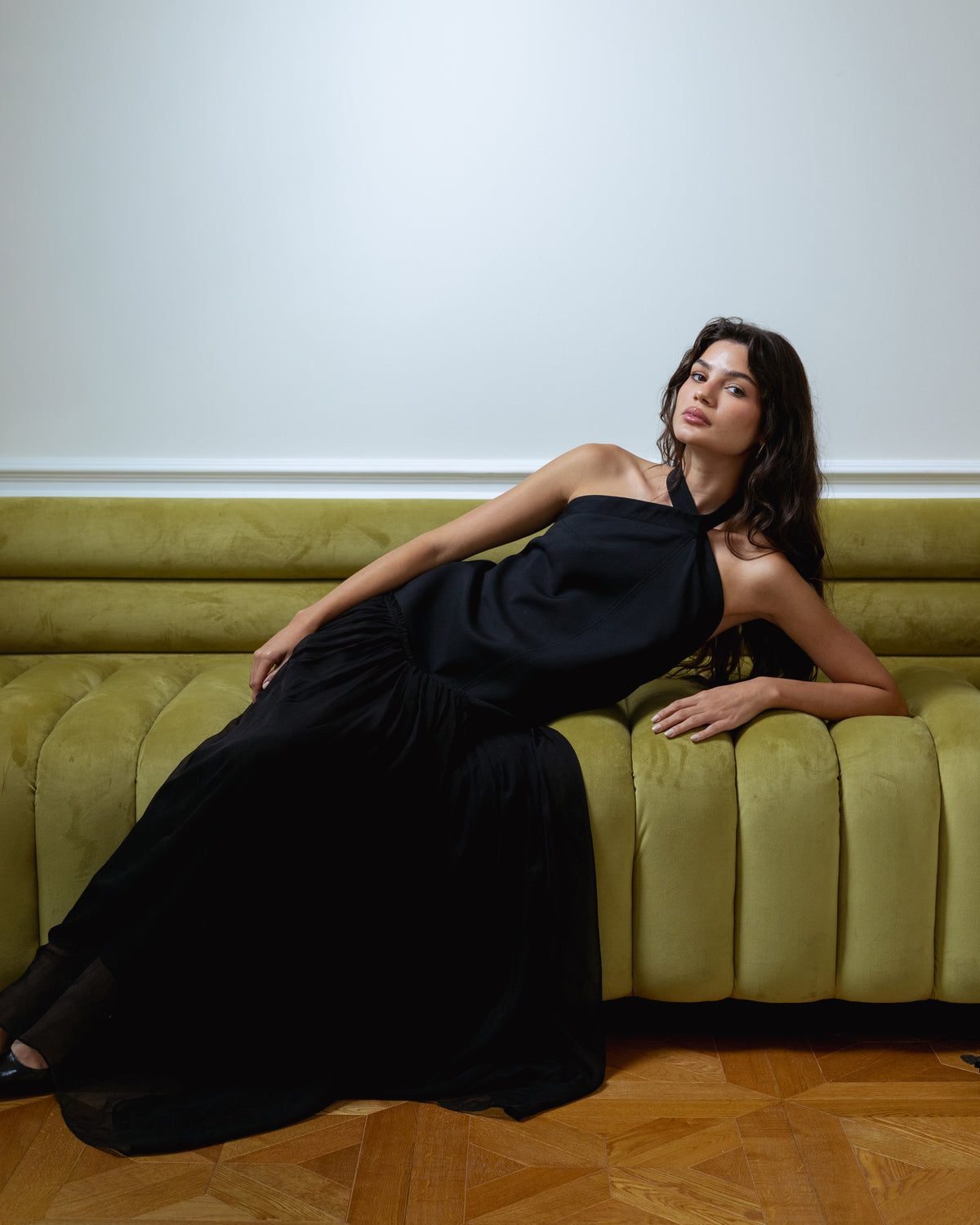 The Audrey Maxi Gown in black, MANA new season
