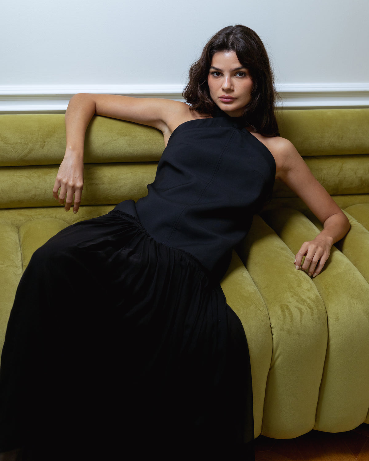 The Audrey Maxi Gown in black, back